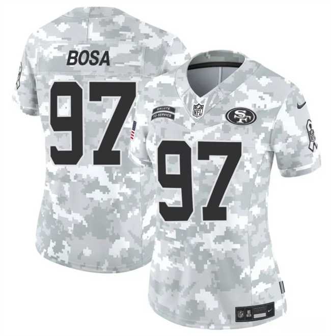 Women%27s San Francisco 49ers #97 Nick Bosa 2024 F.U.S.E Arctic Camo Salute To Service Limited Stitched Jersey Dzhi